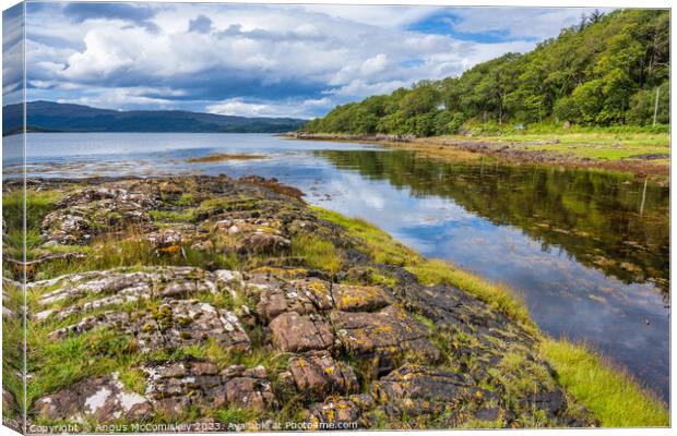Carnoch River and Loch Sunart, Ardnamurchan Canvas Print by Angus McComiskey