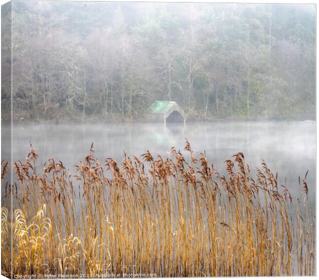Misty Loch Ard Canvas Print by Peter Paterson