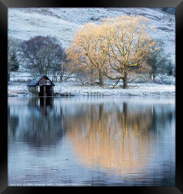 Boathouse on Loch Venachar in the Trossachs Framed Print by Peter Paterson
