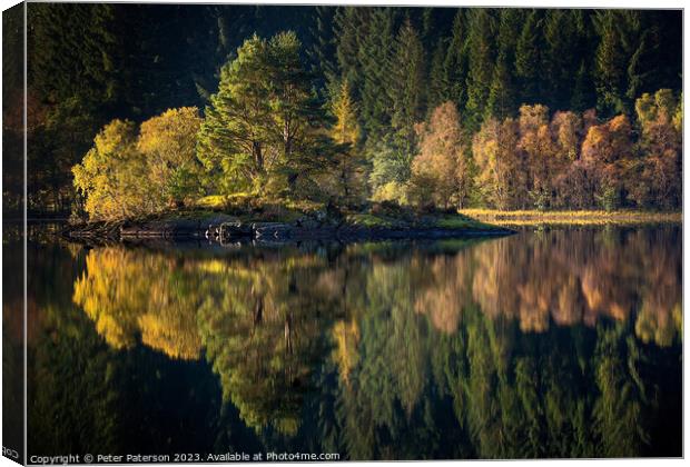 Autumn colour on Loch Chon  Canvas Print by Peter Paterson
