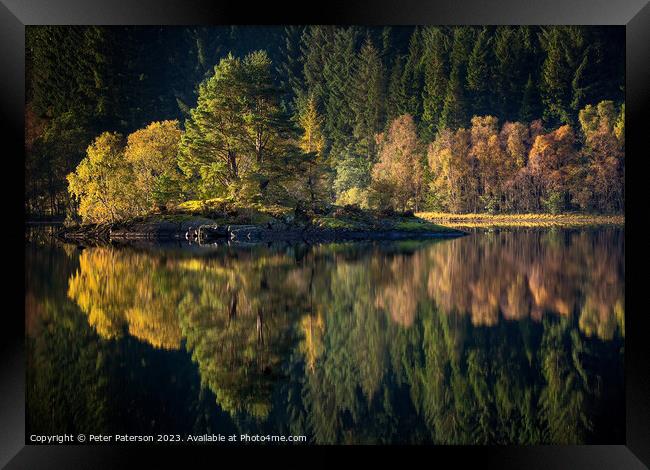 Autumn colour on Loch Chon  Framed Print by Peter Paterson