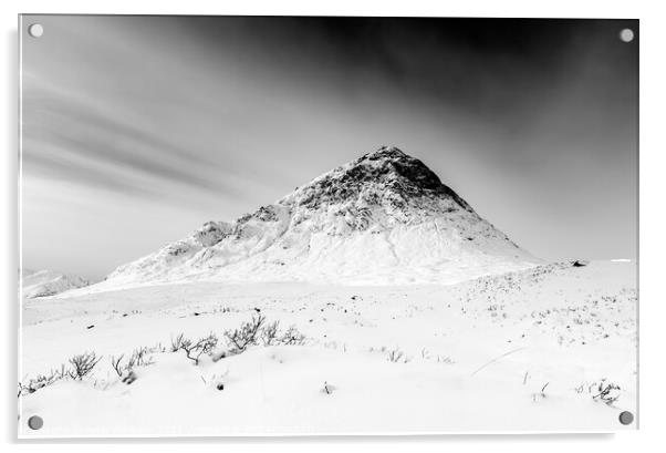 Buachaille Etive Mor in Winter Acrylic by Peter Paterson