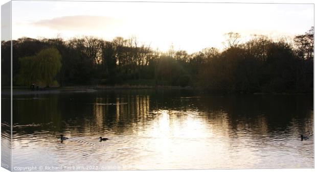 Leazes Park Lake Canvas Print by Richard Fairbairn