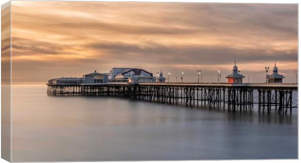 Sunset at North Pier in Blackpool Canvas Print by Gary Kenyon