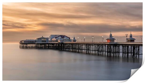 Sunset at North Pier in Blackpool Print by Gary Kenyon