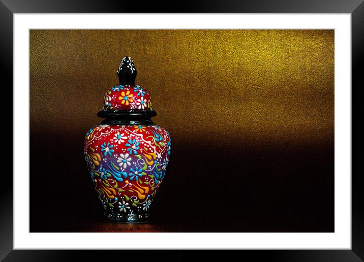 Jar With Lid on Gold Framed Mounted Print by Jean Gilmour