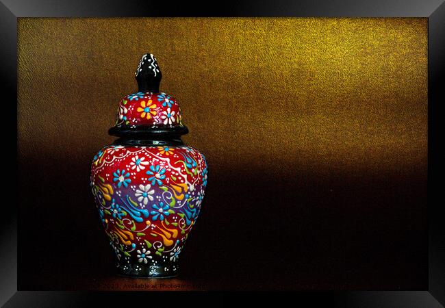 Jar With Lid on Gold Framed Print by Jean Gilmour