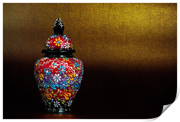 Jar With Lid on Gold Print by Jean Gilmour