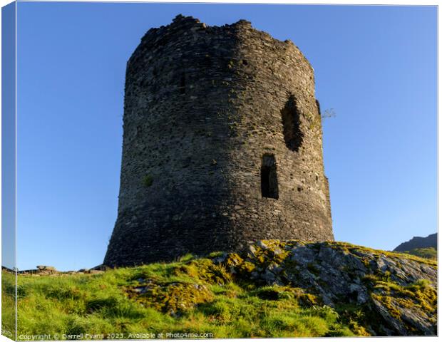 Dolbadarn Castle and rocks Canvas Print by Darrell Evans