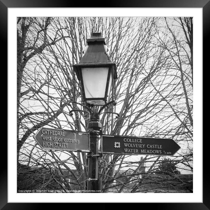 Winchester Lampost and Signs Framed Mounted Print by Stephen Young