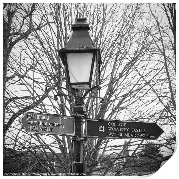Winchester Lampost and Signs Print by Stephen Young