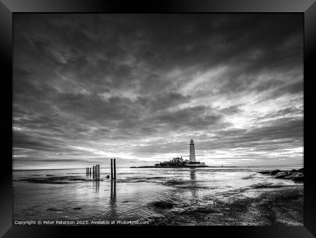St Mary's Lighthouse Framed Print by Peter Paterson