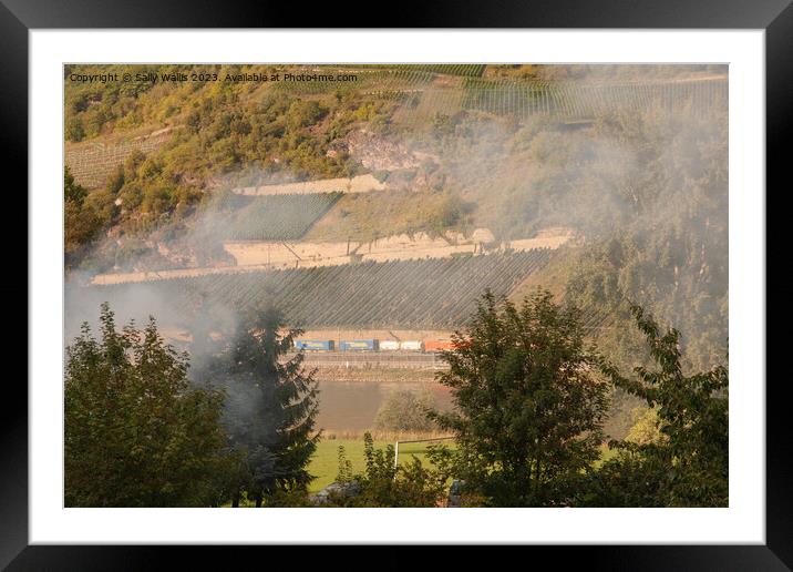 Goods train and smoke Framed Mounted Print by Sally Wallis