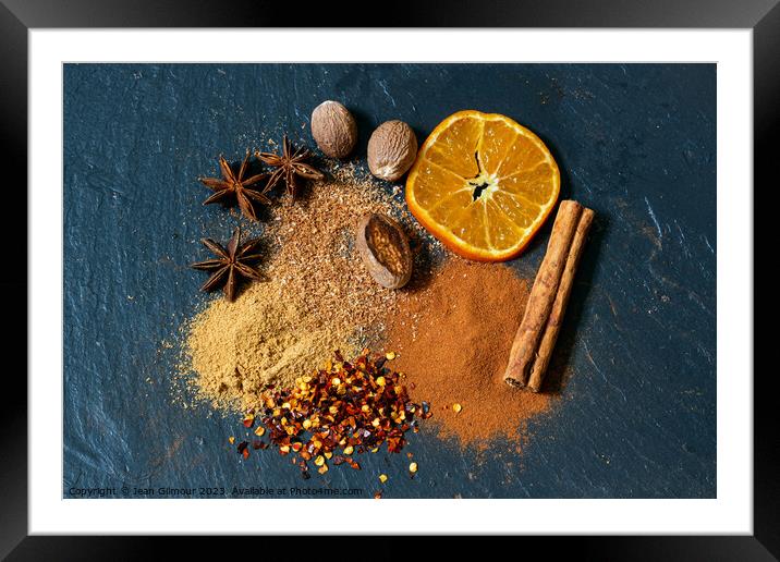 Spices Framed Mounted Print by Jean Gilmour