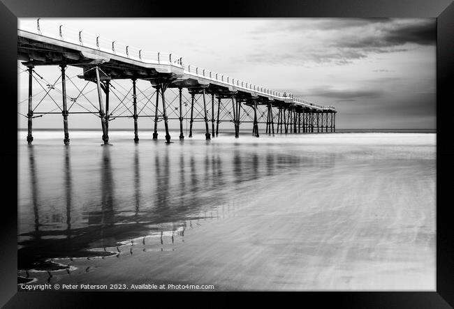 Saltwick Bay Pier Framed Print by Peter Paterson