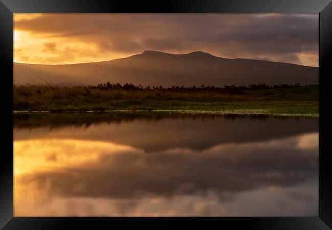 Pen Y Fan reflection Framed Print by Sandra Kepkowska