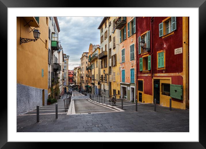 Old Town Houses in Nice City Framed Mounted Print by Artur Bogacki