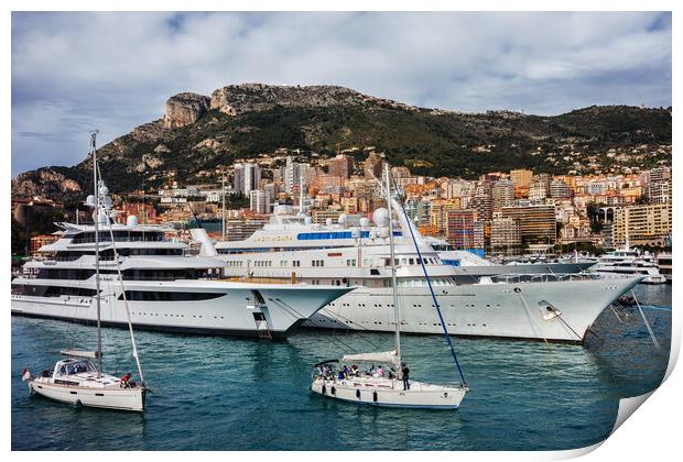 Yachts and Sailboats in Port of Monaco Print by Artur Bogacki