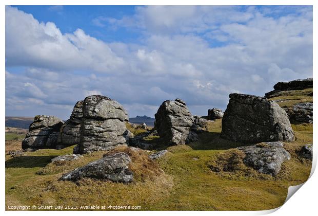 Bell Tor, Dartmoor - Magnificent Rock Formation Print by Stuart Day