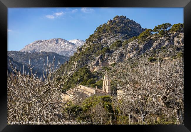 Village Caimari and the Serra de Tramuntana mounta Framed Print by MallorcaScape Images