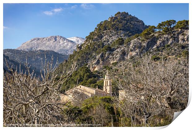 Village Caimari and the Serra de Tramuntana mounta Print by MallorcaScape Images