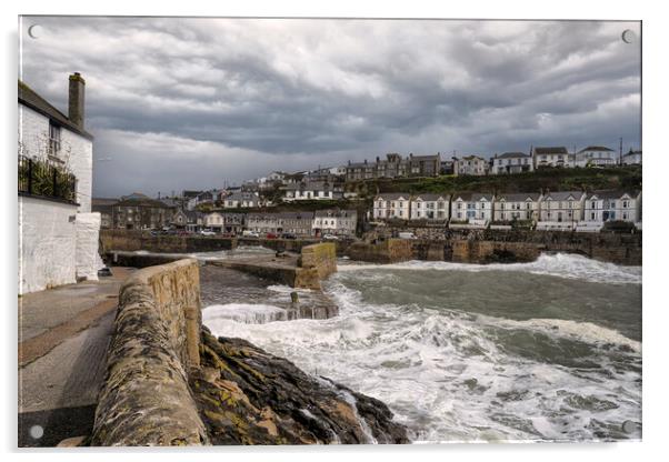 Porthleven  wet and wind Acrylic by kathy white