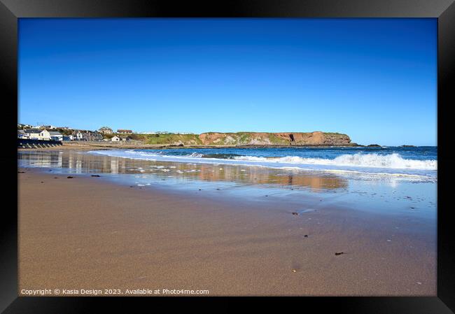 Sandy Beach and Stunning Cliffs at Eyemouth Framed Print by Kasia Design
