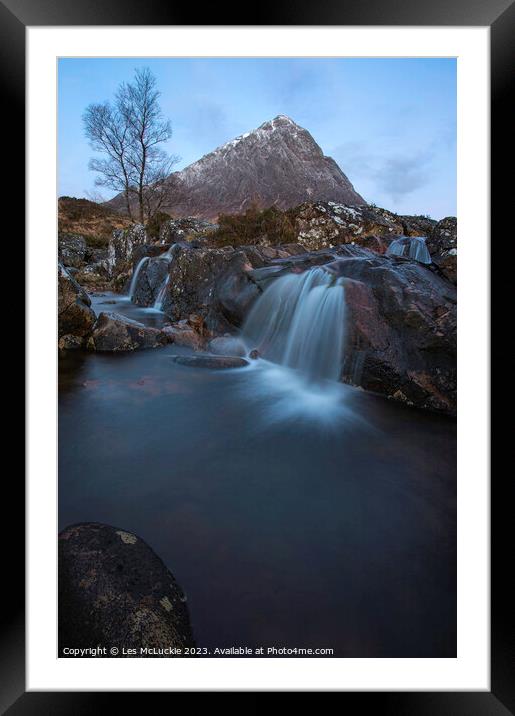Majestic Waterfall in Glen Coe Framed Mounted Print by Les McLuckie