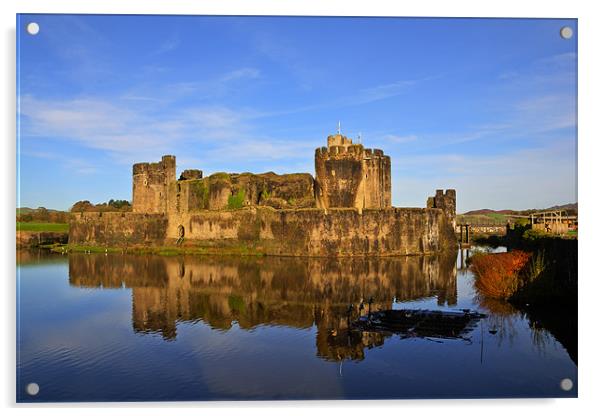Caerphilly Castle Acrylic by Steve Purnell
