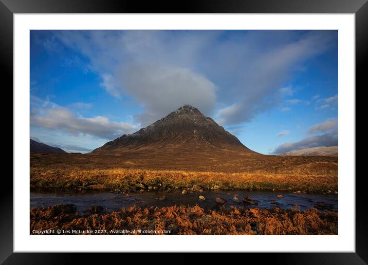 Majestic Sunrise Over Bauchaillie Etive Mor Framed Mounted Print by Les McLuckie