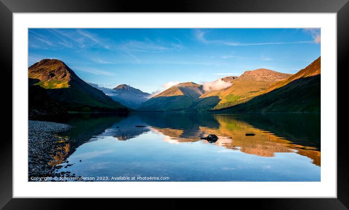 Wastwater summer panorama Framed Mounted Print by John Henderson