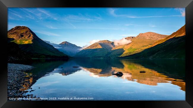 Wastwater summer panorama Framed Print by John Henderson
