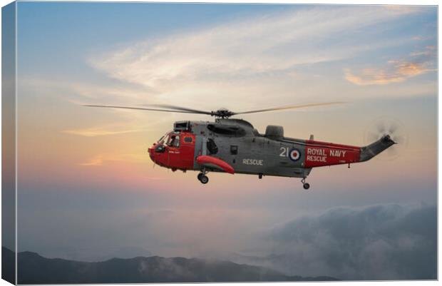 Sea King  helicopter,royal navy rescue Canvas Print by kathy white