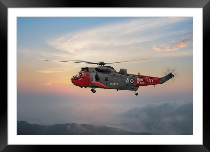 Sea King  helicopter,royal navy rescue Framed Mounted Print by kathy white