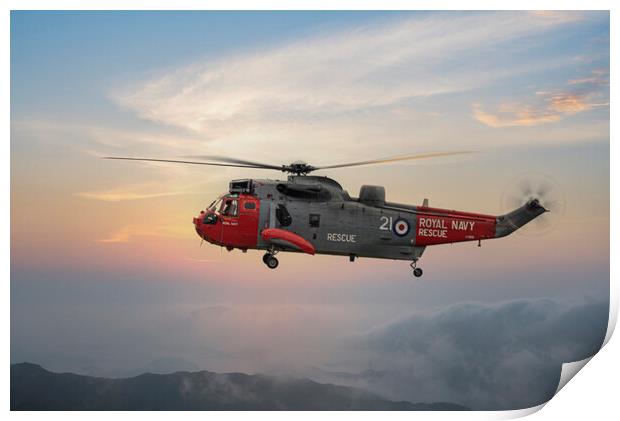 Sea King  helicopter,royal navy rescue Print by kathy white