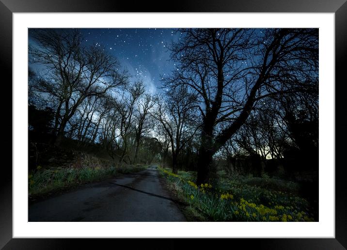 Moonlit daffodils and stars, Ingleton Framed Mounted Print by Pete Collins