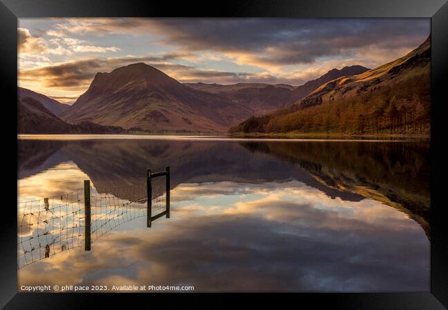 Buttermere at sunrise Framed Print by phil pace
