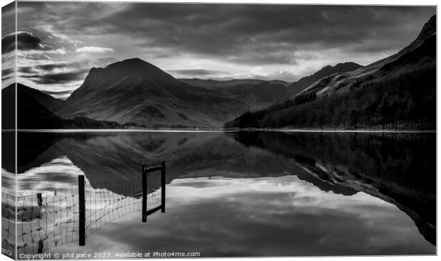 Buttermere at sunrise in monochrome Canvas Print by phil pace