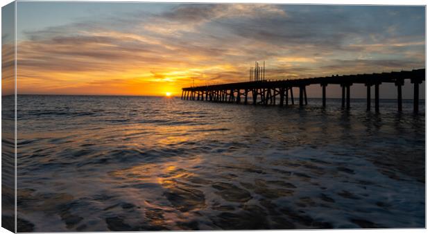 Sunrise at Lowestoft Canvas Print by Mike Johnson