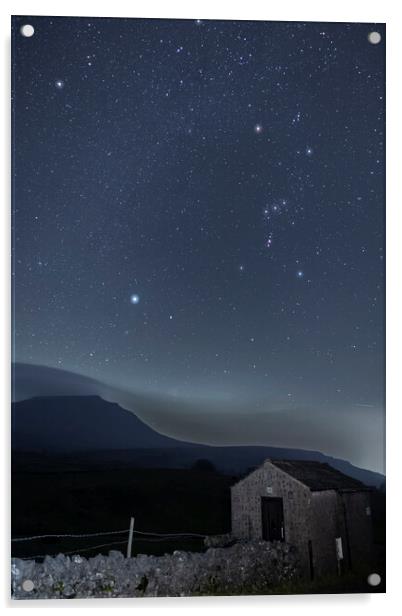 Sirius and Orion over Ingleborough Acrylic by Pete Collins