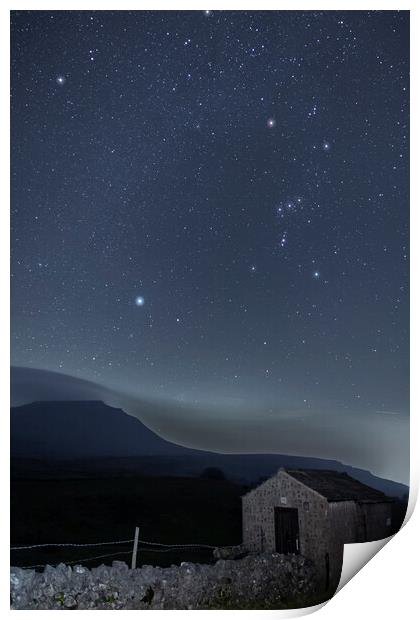 Sirius and Orion over Ingleborough Print by Pete Collins