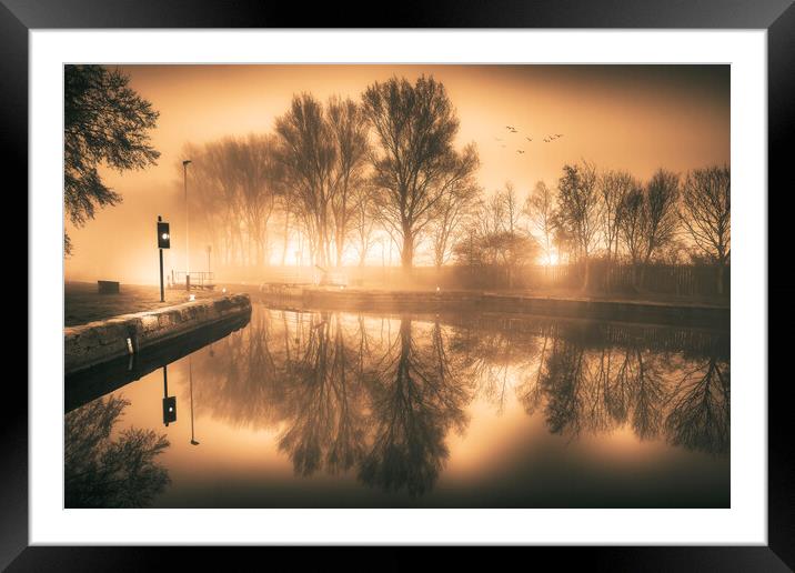 Ethereal mist over Yorkshire canal Framed Mounted Print by Tim Hill