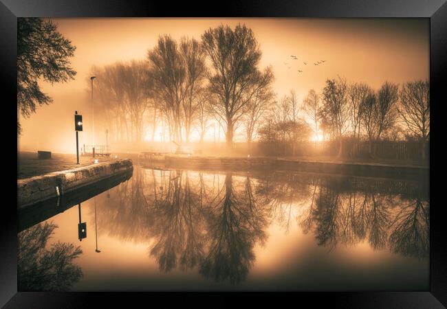 Ethereal mist over Yorkshire canal Framed Print by Tim Hill