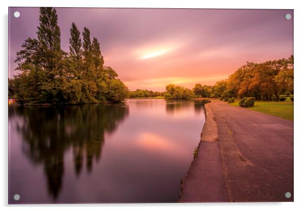 Pontefract Park Lake Sunrise West Yorkshire Acrylic by Tim Hill