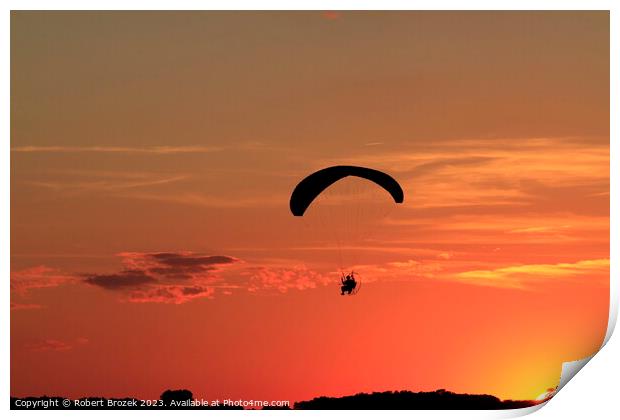 Paraglider at Sunset with a colorful sky. Print by Robert Brozek