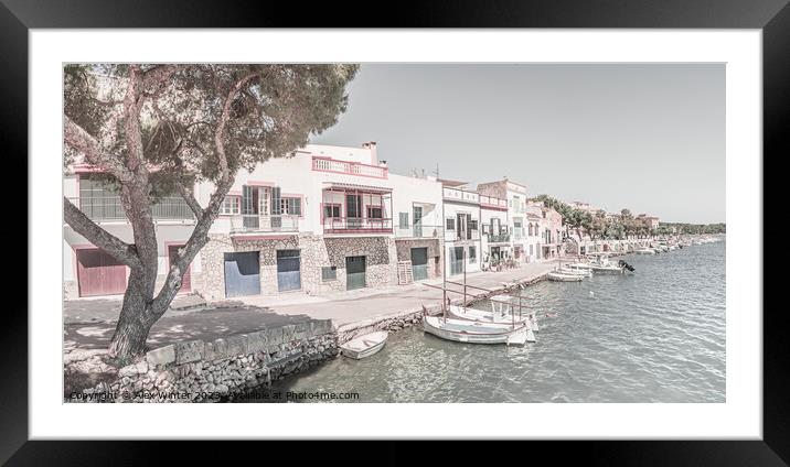 Traditional houses at the old town of Portocolom on Mallorca, Spain Balearic islands Framed Mounted Print by Alex Winter
