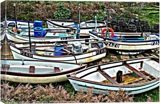 Old fishing boats, Penberth Cove, Cornwall Canvas Print by Photimageon UK