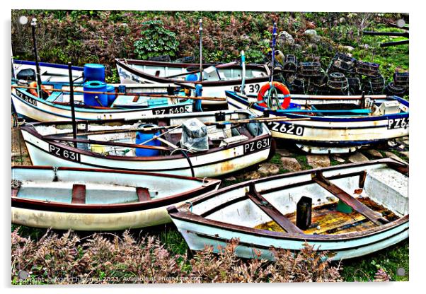 Old fishing boats, Penberth Cove, Cornwall Acrylic by Photimageon UK