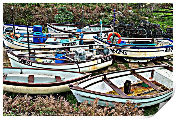 Old fishing boats, Penberth Cove, Cornwall Print by Photimageon UK