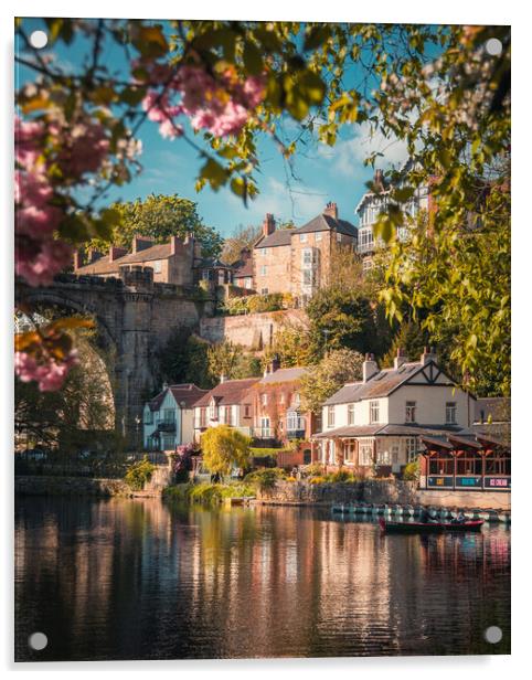 Knaresborough Waterfront Blossom Acrylic by Alan Wise